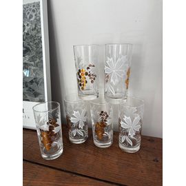 Vintage Lot De 6 Verres À Orangeade Imprimé Raisins Luminarc