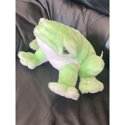 Peluche Grenouille Verte Et Blanche Vintage Cp 25cm