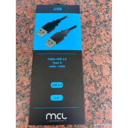 Cable USB 2.0 Type A mâle / mâle 2 m MCL