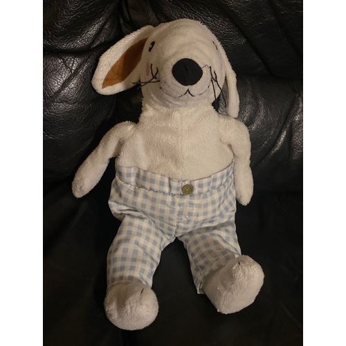 Peluche Doudou Ikea Lapin Blanc Short Vichy Bleu Skogshare 25-30cm