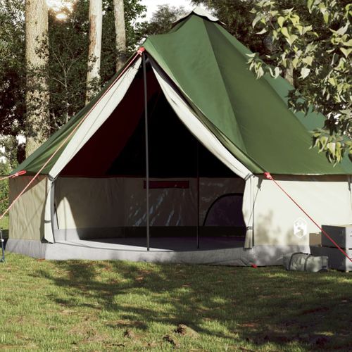 Tente Familiale Tipi 10 Personnes Verte Polyester Imperméable 1 Chambre 1 Porte