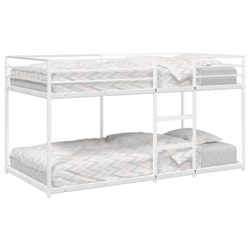 Vidaxl Lit Superposé Sans Matelas Blanc 90x200 Cm Acier