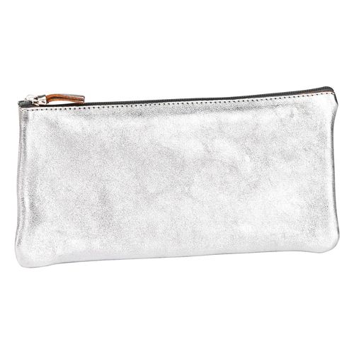 Clairefontaine Cuirisé - Trousse Plate 11x22 Cm - Argent