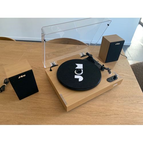 Platine vinyle JAM en bois avec enceintes
