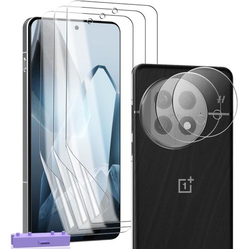 KAL-Protection Écran Pour Oneplus 13, Film Tpu Flexible 3 Pièces Et Verre Trempé D'Objectif 2 Pièces. Anti-Rayures Hd Clair, Films De Protection Pour Oneplus 13