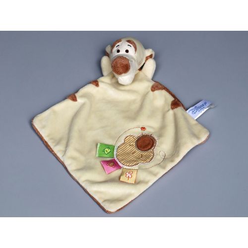 Doudou Tigrou Plat Beige Marron Crème Étiquettes Disney Baby