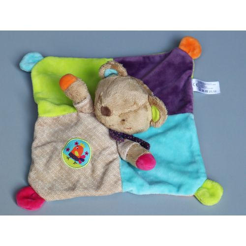 Doudou ours plat beige bleu vert violet poule Simba Toys