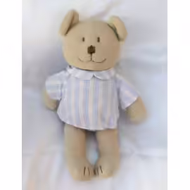 Doudou Peluche Ours Tricot Avec Chemise Rayures Bleu Blanc Jacadi