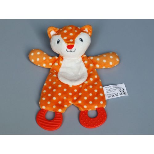 Doudou Renard Plat Orange Pois Blanc Action