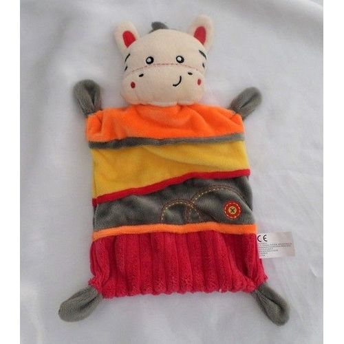Doudou Peluche Plat Zèbre Cheval Roue Orange Jaune Rouge Gris Nicotoy