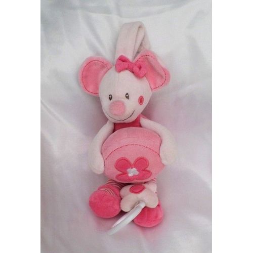 Doudou Peluche Souris Musical Rose Fleur Kitchoun Nicotoy