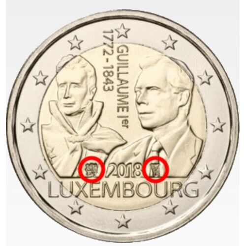 2 Euros Commémorative Luxembourg 2018 - Grand-Duc Guillaume Ier.