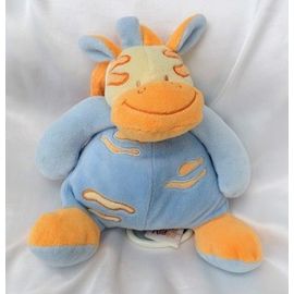 Doudou Peluche Vache Musical Bleu Jaune Orange Doukidou