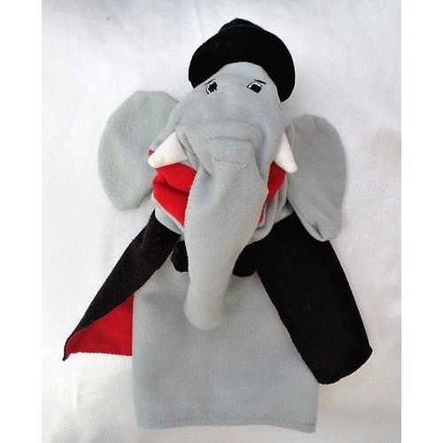 Doudou Peluche Marionnette Eléphant Gris Noir Rouge Chapeau Ikea
