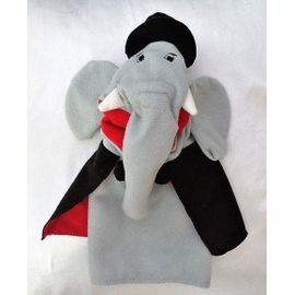 Doudou Peluche Marionnette Eléphant Gris Noir Rouge Chapeau Ikea