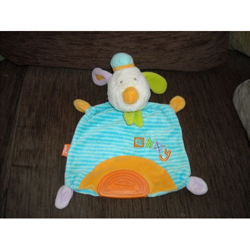 Doudou Plat Lapin/Chien Rayé Bleu Ahoy Baby Sun