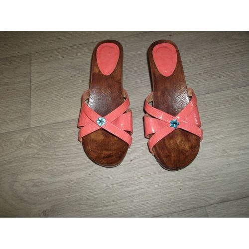 Sabots Simili Cuir Saumon Taille 38 Tbe