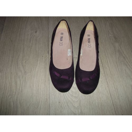Escarpins Tex En Cuir Peau Violets Taille 38 Tbe