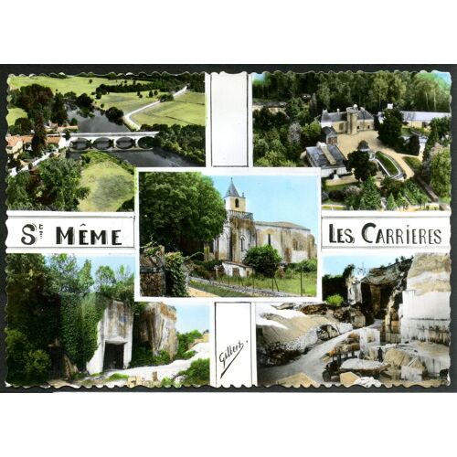 Carte Postale Saint Même Les Carrières, Charente, 1.Pont De Vinade, 2.Bois Charente, 3.Entrée Des Carrières, 4.Chantier À Ciel Ouvert, Au Centre : L'église, 1965