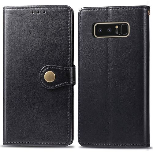 Samsung Galaxy Note 8 Coque, Saturcase Premium Pu Cuir Flip Fermoir Magnétique Rond Portefeuille Support Protecteur Coque Housse Étui Avec Dragonne Pour Samsung Galaxy Note 8 (Noir)