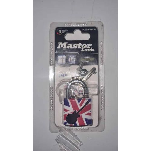 Cadenas Master Lock de 30mm avec motif imprimé drapeau Royaume Uni avec une guitare