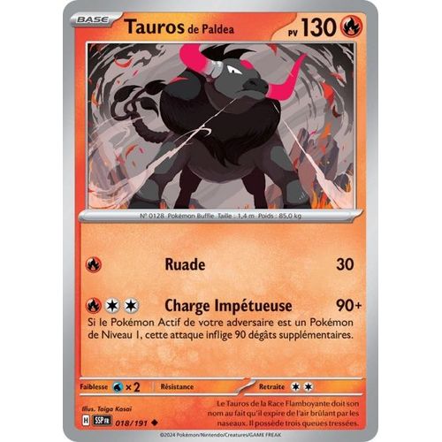 Carte Pokémon - Tauros De Paldea - 018/191 - Ev8 Etincelles Déferlantes