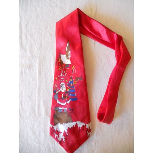 Cravate Gold Citty Motif Père Noël Fond Rouge 100/% Soie Occasion Bon État