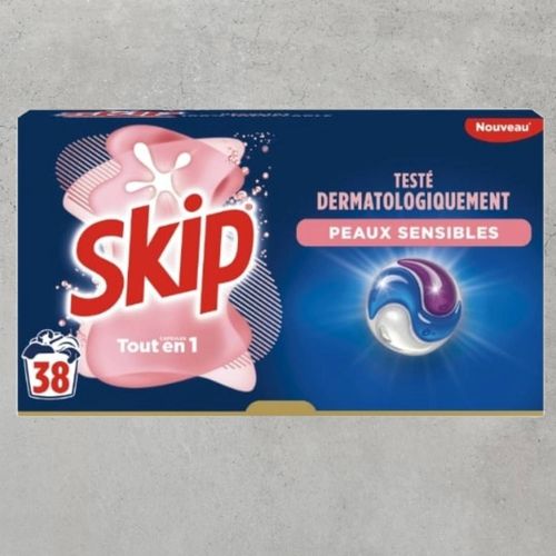 SKIP Lessive capsule 3en1 Peau Sensitive -38 capsules