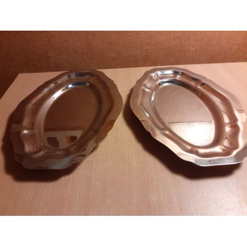 Lot De 2 Petits Plateaux En Inox 20x14