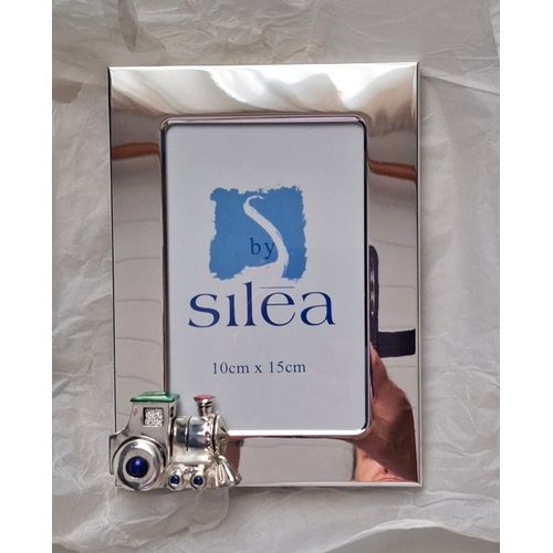 Cadre photo métal argenté miroir - Décor locomotive - Silea
