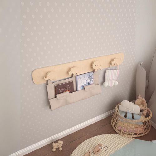 Support mural suspendu Montessori, support de vêtements pour enfants, support de vêtements en bois, présentation de l'armoire des enfants, rangement des vêtements pour bébés
