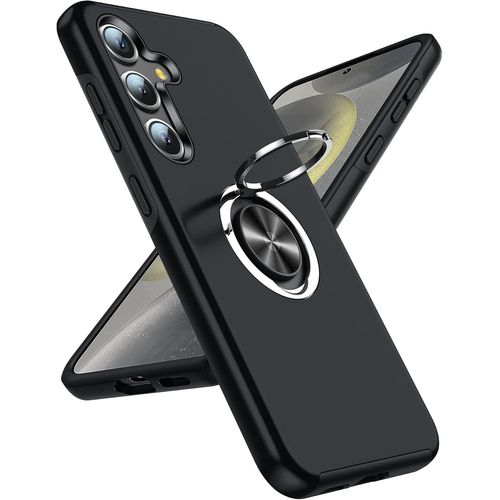 Sjzg-Coque Pour Samsung Galaxy S24 Avec Anneau Telephone, Antichoc Housse De Protection, Militaire Renforcée Pc Et Souple Tpu Silicone Etui Pour Samsung Galaxy S 24 - Noir