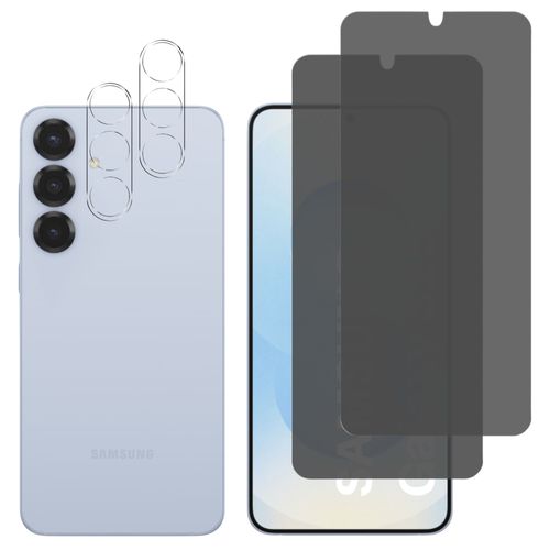 Verre Trempé Noir Anti Espion pour Samsung Galaxy S25 et Protection Caméra [Pack 2] Film Vitre Protection Phonillico®