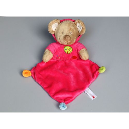 Doudou Souris Plat Beige Rose Vert Capuche Nicotoy