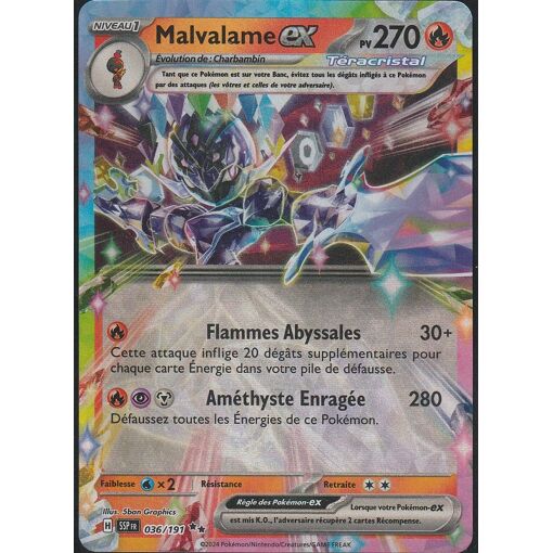 Carte Pokemon Malvalame ex 036/191 EV8 Etincelles Deferlantes PSA 9