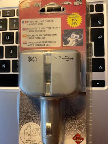 PRISE AC AVEC 2 PORTS USB 12/24V AVEC LED BLEUE FUSIBLE 2A éco Référence : 511872 EAN : 3513765118721