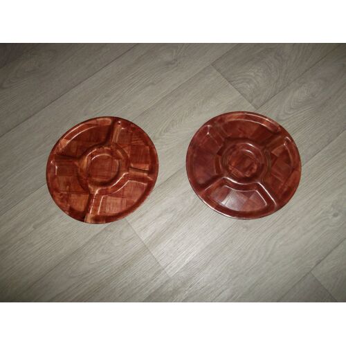 Lot De 2 Plats Ronds Bambou 5 Séparations 30 Cms