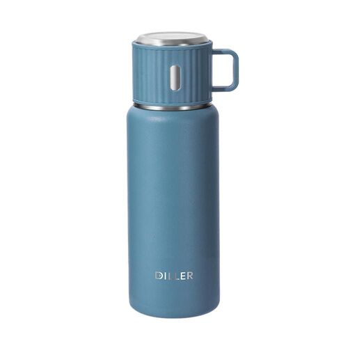 Thermos Avec Tasse Séparée, Tasse De Voyage À Café Thermique En Acier Inoxydable, Flasque Thermos Sans Bpa, Garde Au Froid Pendant 24 Heures, Chaud Pendant 12 Heures. Équipement - Bleu