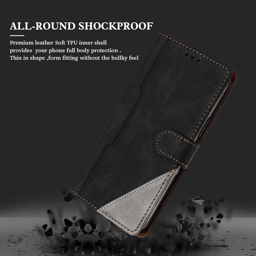 Étui Pour Huawei Mate 20 Lite, Housse En Cuir Pu Avec [Protection Antichoc Tpu] [Fonction Support] [Porte-Cartes] Antichoc Magnétique Coque Pour Huawei Mate 20 Lite - Noir