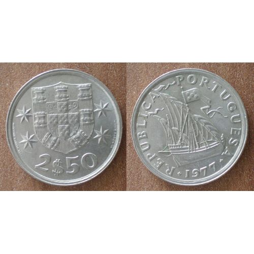 Portugal 2.50 Escudos 1977 Piece Bateau Europe Centavos Escudo