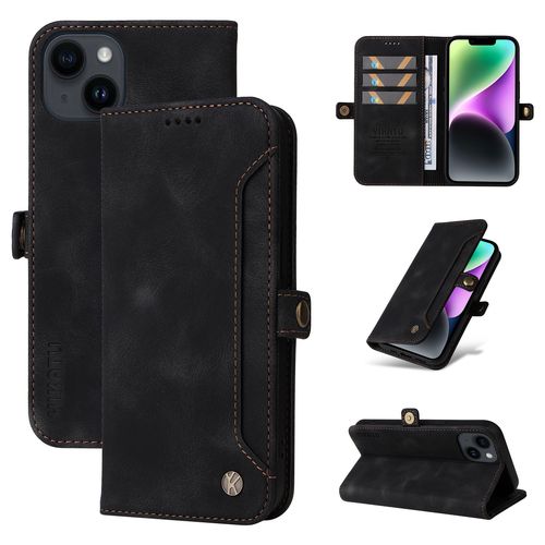 Coque Iphone 13,Etui A Rabat Pour Iphone 13,Etui Portefeuille 4 Emplacements Pour Cartes,1 Money Pocket,Coque Pour Iphone 13,Noir