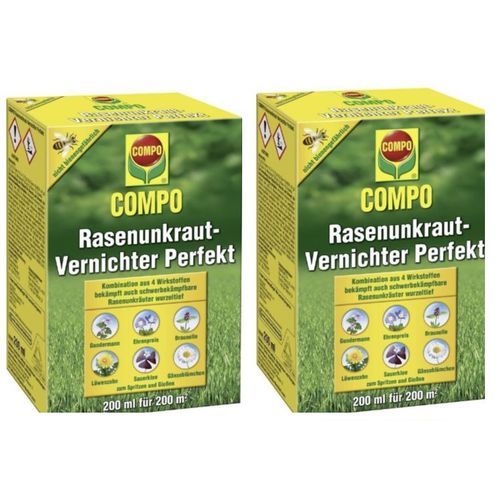 Lot 2 X Désherbant Gazon Compo Herbicide Mauvaise Herbe Jardin Concentré Pelouse 200 Ml