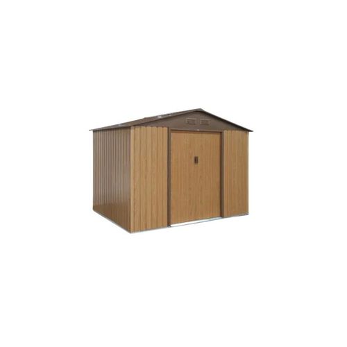 Abri De Jardin En Métal Chêne 5.29 M2 Kit D'ancrage Inclus Cabane Métallique Remise Hangar Rangement Outils Stockage Vélo Terrasse