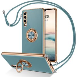 Coque Pour Huawei P30 Avec Cordon, Housse Téléphone Avec Anneau Rotatif, Étui Silicone Souple Doublure Microfibre Anti-Rayure, Protection Caméra Antichoc Slim Case Pour Huawei P30, Lividité