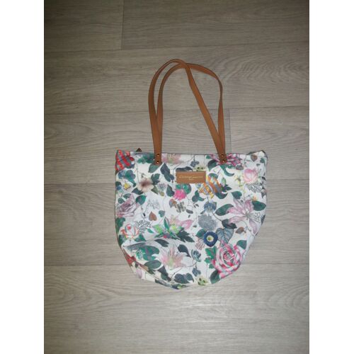 Sac CHRISTIAN LACROIX blanc et multicolore fleuri porté épaule TBE