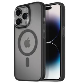 Coque Magsafe Pour Iphone 14 Pro Max Dos Mat Givré Contour Noir