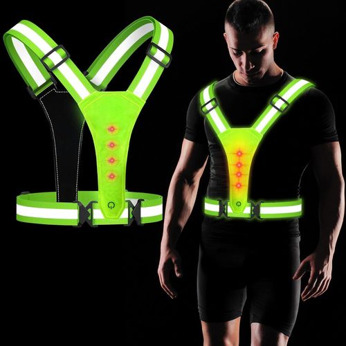 Led Gilet Réfléchissant Vélo - Gilet Lumineux Vélo Et Course À Pied Avec Ceinture Réflectrice - Adapté Enfants Et Adultes