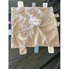 Doudou Raton Laveur Plat Marron Lune Etoile Obaibi