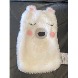 Doudou Plat Bouillotte Ours Blanc Pompette Rose Gifi 26cm
