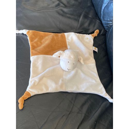 Doudou Plat Mouton Beige Marron Blanc Lascar